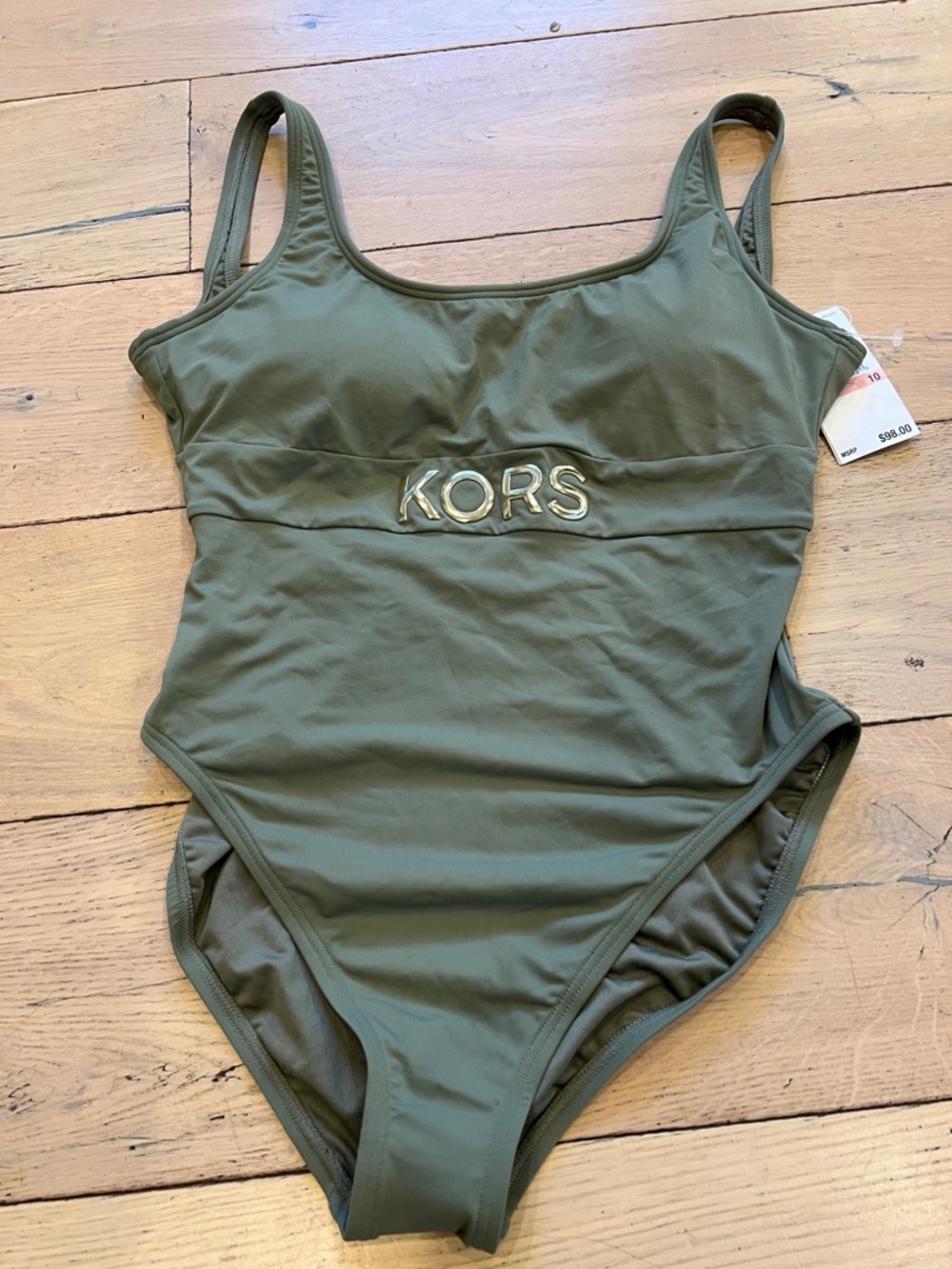 Michael Kors Olive Green One-Piece Swimsuit with Logo
